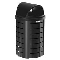 Suncast MTCRND3501 35 Gallon Black Round Metal Trash Can with Roto Molded Lid