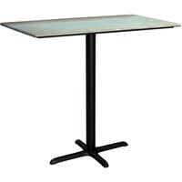 Lancaster Table & Seating Excalibur 27 1/2" x 47 3/16" Rectangular Bar Height Table with Textured Canyon Painted Metal Finish and Cross Base Plate