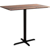 Lancaster Table & Seating Excalibur 27 1/2" x 47 3/16" Rectangular Bar Height Table with Textured Farmhouse Finish and Cross Base Plate