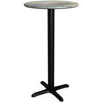 Lancaster Table & Seating Excalibur 24 inch Round Bar Height Table with Textured Canyon Painted Metal Finish and Cross Base Plate