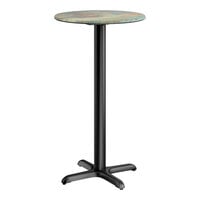 Lancaster Table & Seating Excalibur 24" Round Bar Height Table with Textured Canyon Painted Faux Metal Finish and Cross Base Plate