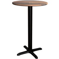 Lancaster Table & Seating Excalibur 24" Round Counter Height Table with Textured Farmhouse Finish and Cross Base Plate
