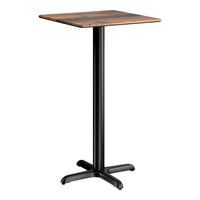 Lancaster Table & Seating Excalibur 24" x 24" Square Bar Height Table with Textured Farmhouse Finish and Cross Base Plate