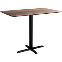 Lancaster Table & Seating Excalibur 27 1/2" x 47 3/16" Rectangular Counter Height Table with Textured Farmhouse Finish and Cross Base Plate