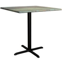 Lancaster Table & Seating Excalibur 36" x 36" Square Counter Height Table with Textured Canyon Painted Metal Finish and Cross Base Plate
