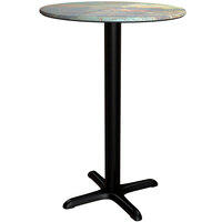 Lancaster Table & Seating Excalibur 31 1/2" Round Counter Height Table with Textured Canyon Painted Metal Finish and Cross Base Plate