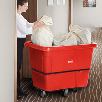 Lavex Industrial 16 Cubic Foot Red Cube Truck (1000 lb. Capacity)