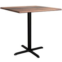Lancaster Table & Seating Excalibur 36" x 36" Square Counter Height Table with Textured Farmhouse Finish and Cross Base Plate