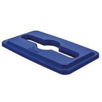 Suncast TCNLID03BLD Blue Slim Rectangular Recycling Can Lid with Mixed Recycling Slot
