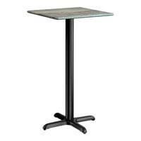 Lancaster Table & Seating Excalibur 24" x 24" Square Bar Height Table with Textured Canyon Painted Faux Metal Finish and Cross Base Plate