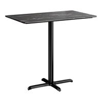 Lancaster Table & Seating Excalibur 28" x 48" Rectangular Bar Height Table with Smooth Letizia Finish and Cross Base Plate