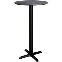 Lancaster Table & Seating Excalibur 24 inch Round Bar Height Table with Smooth Letizia Finish and Cross Base Plate