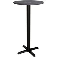 Lancaster Table & Seating Excalibur 23 5/8" Round Bar Height Table with Smooth Letizia Finish and Cross Base Plate