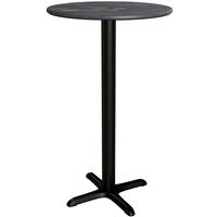 Lancaster Table & Seating Excalibur 31 1/2 inch Round Bar Height Table with Smooth Letizia Finish and Cross Base Plate