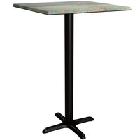 Lancaster Table & Seating Excalibur 27 1/2" x 27 1/2" Square Bar Height Table with Textured Canyon Painted Metal Finish and Cross Base Plate