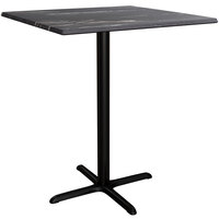 Lancaster Table & Seating Excalibur 36" x 36" Square Bar Height Table with Smooth Letizia Finish and Cross Base Plate