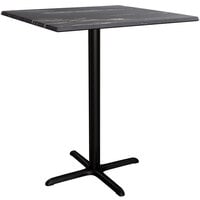 Lancaster Table & Seating Excalibur 36" x 36" Square Bar Height Table with Smooth Letizia Finish and Cross Base Plate