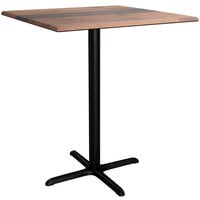 Lancaster Table & Seating Excalibur 36" x 36" Square Bar Height Table with Textured Farmhouse Finish and Cross Base Plate