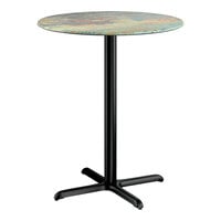 Lancaster Table & Seating Excalibur 36" Round Bar Height Table with Textured Canyon Painted Faux Metal Finish and Cross Base Plate