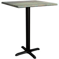 Lancaster Table & Seating Excalibur 27 1/2" x 27 1/2" Square Counter Height Table with Textured Canyon Painted Metal Finish and Cross Base Plate