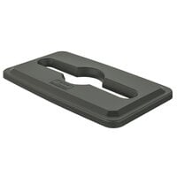 Suncast TCNLID03D Gray Slim Rectangular Recycling Can Lid with Mixed Recycling Slot