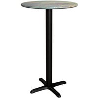 Lancaster Table & Seating Excalibur 31 1/2" Round Bar Height Table with Textured Canyon Painted Metal Finish and Cross Base Plate