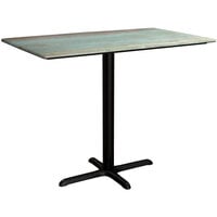 Lancaster Table & Seating Excalibur 27 1/2" x 47 3/16" Rectangular Counter Height Table with Textured Canyon Painted Metal Finish and Cross Base Plate