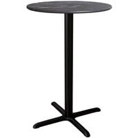 Lancaster Table & Seating Excalibur 36 inch Round Bar Height Table with Smooth Letizia Finish and Cross Base Plate