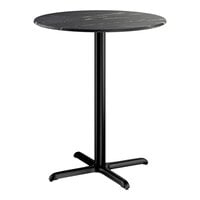 Lancaster Table & Seating Excalibur 36" Round Bar Height Table with Smooth Letizia Finish and Cross Base Plate