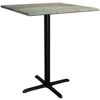 Lancaster Table & Seating Excalibur 36" x 36" Square Bar Height Table with Textured Canyon Painted Metal Finish and Cross Base Plate