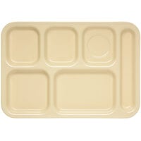 Carlisle 4398825 10 inch x 14 inch Tan Heavy Weight Melamine Right Hand 6 Compartment Tray