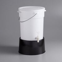Choice 6 Gallon White Round Dispenser with Black Base and Set of Labels