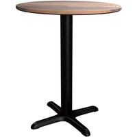 Lancaster Table & Seating Excalibur 31 1/2" Round Dining Height Table with Textured Farmhouse Finish and Cross Base Plate