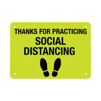 Thanks For Practicing Social Distancing Engineer Grade Reflective Black / Yellow Aluminum Sign with Symbol - 14 inch x 10 inch