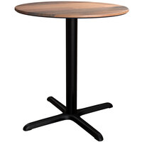 Lancaster Table & Seating Excalibur 36" Round Dining Height Table with Textured Farmhouse Finish and Cross Base Plate