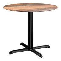 Lancaster Table & Seating Excalibur 36" Round Standard Height Table with Textured Farmhouse Finish and Cross Base Plate