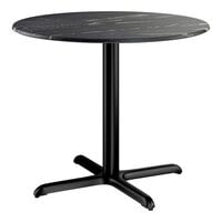 Lancaster Table & Seating Excalibur 36" Round Standard Height Table with Smooth Letizia Finish and Cross Base Plate