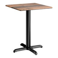 Lancaster Table & Seating Excalibur 24" x 24" Square Standard Height Table with Textured Farmhouse Finish and Cross Base Plate