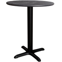 Lancaster Table & Seating Excalibur 31 1/2 inch Round Dining Height Table with Smooth Letizia Finish and Cross Base Plate