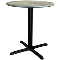 Lancaster Table & Seating Excalibur 36 inch Round Dining Height Table with Textured Canyon Painted Metal Finish and Cross Base Plate
