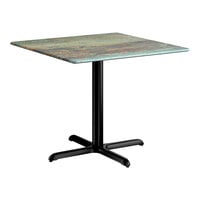 Lancaster Table & Seating Excalibur 36" x 36" Square Standard Height Table with Textured Canyon Painted Faux Metal Finish and Cross Base Plate