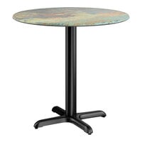 Lancaster Table & Seating Excalibur 32" Round Standard Height Table with Textured Canyon Painted Faux Metal Finish and Cross Base Plate