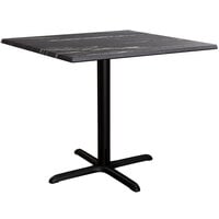 Lancaster Table & Seating Excalibur 36 inch x 36 inch Square Dining Height Table with Smooth Letizia Finish and Cross Base Plate