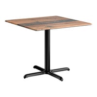 Lancaster Table & Seating Excalibur 36" x 36" Square Standard Height Table with Textured Farmhouse Finish and Cross Base Plate