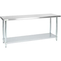 Regency 24" x 72" 18-Gauge 304 Stainless Steel Commercial Work Table with Galvanized Legs and Undershelf