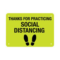 Thanks For Practicing Social Distancing Engineer Grade Reflective Black / Yellow Aluminum Sign with Symbol - 10 inch x 7 inch
