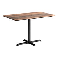 Lancaster Table & Seating Excalibur 28" x 48" Rectangular Standard Height Table with Textured Farmhouse Finish and Cross Base Plate