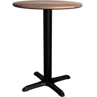 Lancaster Table & Seating Excalibur 24 inch Round Dining Height Table with Textured Farmhouse Finish and Cross Base Plate