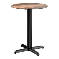 Lancaster Table & Seating Excalibur 24" Round Standard Height Table with Textured Farmhouse Finish and Cross Base Plate