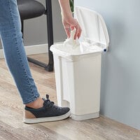 Lavex Janitorial 16 Qt. / 4 Gallon White Rectangular Step-On Trash Can